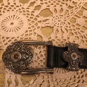 Brighton black leather belt